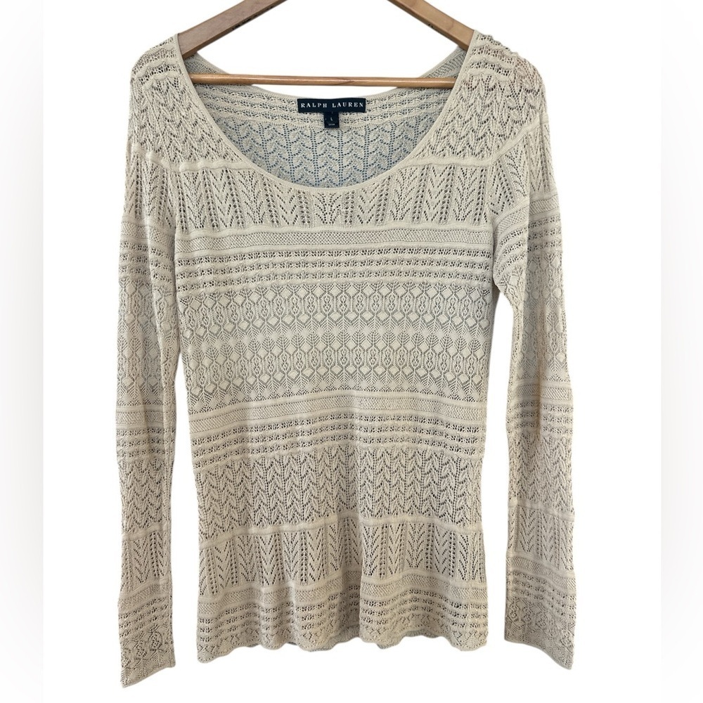 Ralph Lauren Long Sleeve Crochet Knit Sweater - Picture 6 of 12